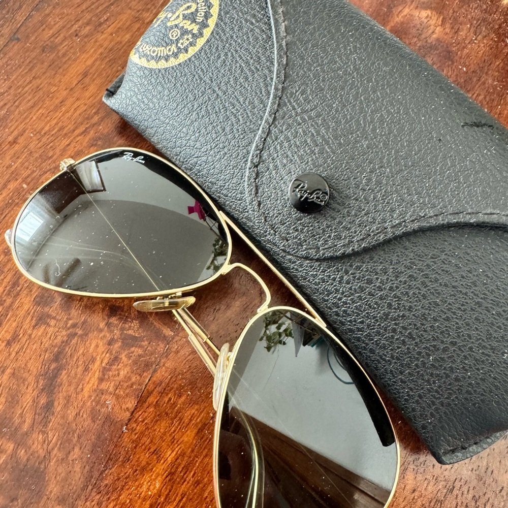 Ray-Ban Gold Frame Sunglasses with Black Case